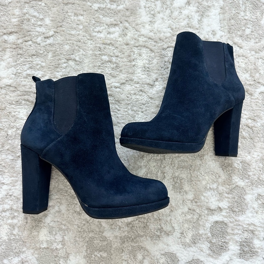 Women’s Blue Suede Leather Ankle Boot, Platform , Heel , Size 8, NWOT